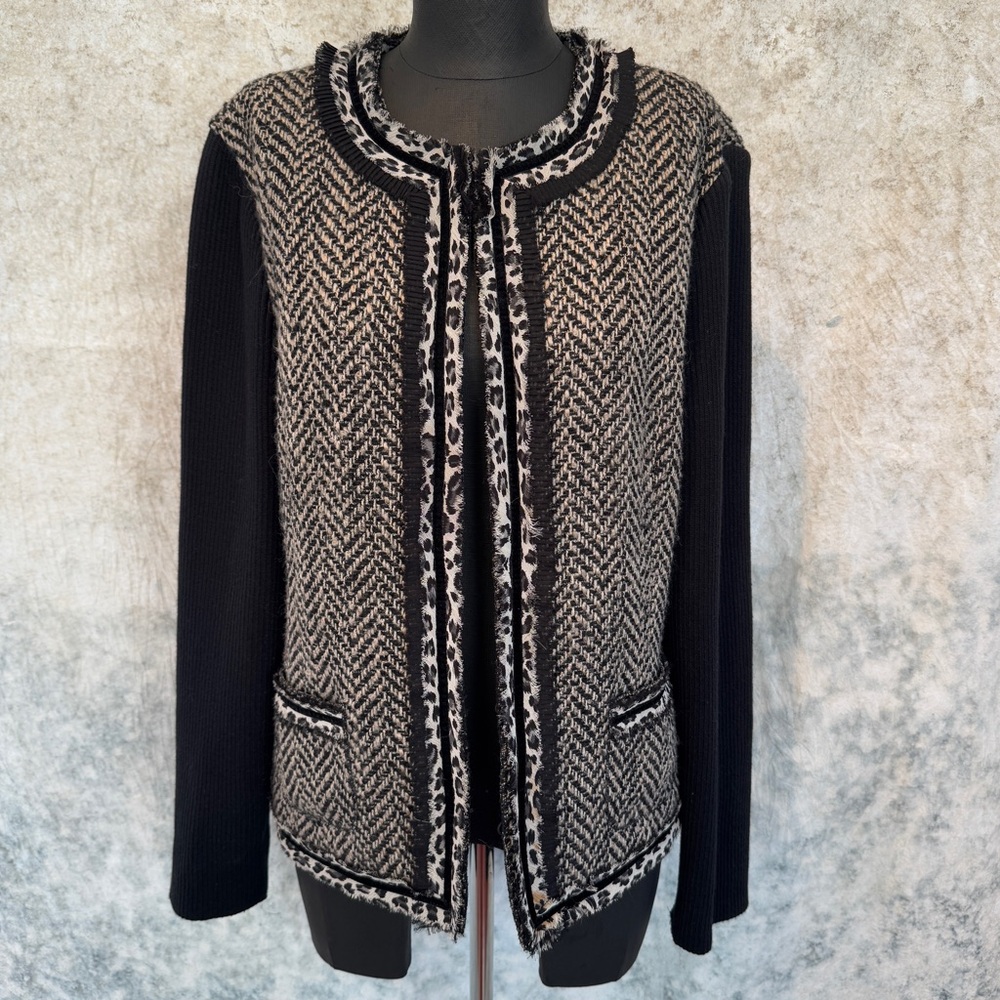 Chico’s Tweed Leopard Print Sweater Jacket - 2